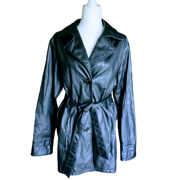 Women's Black Leather Jacket - Picture 2 of 12